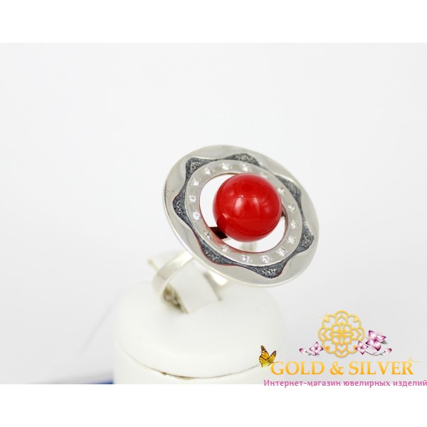 Жіноча каблучка срібна з коралом "Енергія серця" 1108к , Gold &amp Silver Gold & Silver, Украина